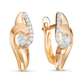 Золотые серьги КЮЗ Del'ta D127065 с фианитом D127065 фото