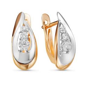 Золотые серьги КЮЗ Del'ta D127072 с фианитом D127072 фото