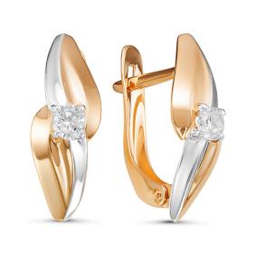 Золотые серьги КЮЗ Del'ta D127073 с фианитом D127073 фото