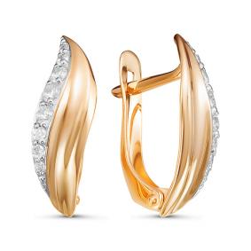 Золотые серьги КЮЗ Del'ta D127075 с фианитом D127075 фото