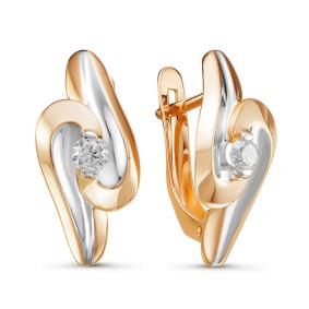Золотые серьги КЮЗ Del'ta D127077 с фианитом D127077 фото
