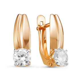 Золотые серьги КЮЗ Del'ta D127078 с фианитом D127078 фото