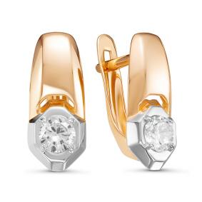 Золотые серьги КЮЗ Del'ta D127080 с фианитом D127080 фото
