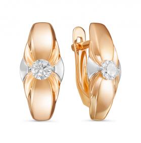 Золотые серьги КЮЗ Del'ta D127085 с фианитом D127085 фото