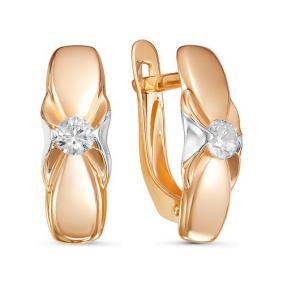 Золотые серьги КЮЗ Del'ta D127086 с фианитом D127086 фото