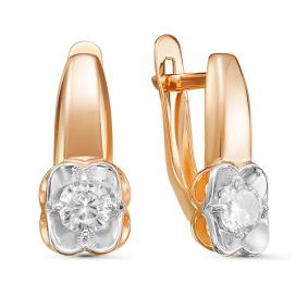 Золотые серьги КЮЗ Del'ta D127088 с фианитом D127088 фото