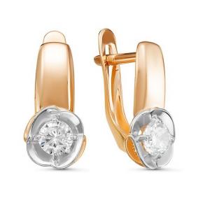 Золотые серьги КЮЗ Del'ta D127089 с фианитом D127089 фото
