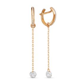 Золотые серьги КЮЗ Del'ta D127100 с фианитом D127100 фото