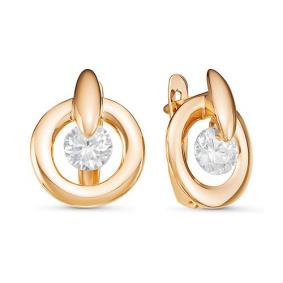 Золотые серьги КЮЗ Del'ta с подвижным фианитом D127103 D127103 фото