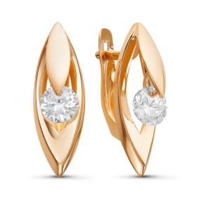 Золотые серьги КЮЗ Del'ta D127110 с фианитом D127110 фото