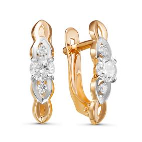 Золотые серьги КЮЗ Del'ta D127117 с фианитом D127117 фото