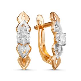 Золотые серьги КЮЗ Del'ta D127118 с фианитом D127118 фото