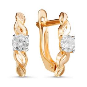 Золотые серьги КЮЗ Del'ta D127119 с фианитом D127119 фото