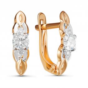 Золотые серьги КЮЗ Del'ta D127120 с фианитом D127120 фото