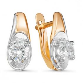 Золотые серьги КЮЗ Del'ta D127130 с фианитом D127130 фото