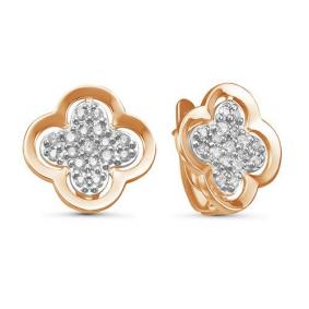 Золотые серьги КЮЗ Del'ta D127145 с фианитом D127145 фото