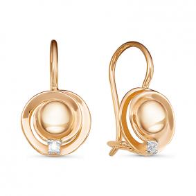 Золотые серьги КЮЗ Del'ta D127218 с фианитом D127218 фото