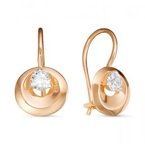 Золотые серьги КЮЗ Del'ta D127220 с фианитом D127220 фото