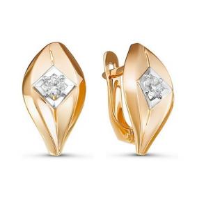 Золотые серьги КЮЗ Del'ta D127223 с фианитом D127223 фото