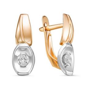Золотые серьги КЮЗ Del'ta D127238 с фианитом D127238 фото