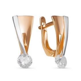 Золотые серьги КЮЗ Del'ta D127285 с фианитом D127285 фото