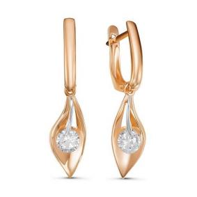Золотые серьги КЮЗ Del'ta D127295 с фианитом D127295 фото