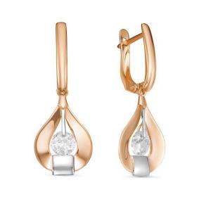 Золотые серьги КЮЗ Del'ta D127296 с фианитом D127296 фото