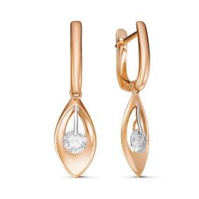 Золотые серьги КЮЗ Del'ta D127297 с фианитом D127297 фото