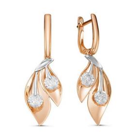 Золотые серьги КЮЗ Del'ta D127298 с фианитом D127298 фото