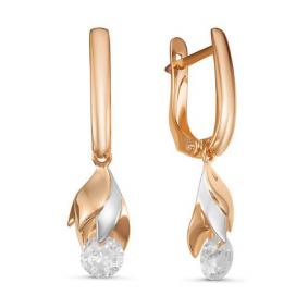 Золотые серьги КЮЗ Del'ta D127299 с фианитом D127299 фото