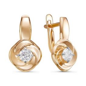 Золотые серьги КЮЗ Del'ta D127432 с фианитом D127432 фото