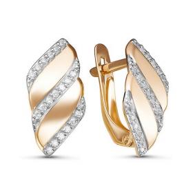 Золотые серьги КЮЗ Del'ta D127496 с фианитом D127496 фото