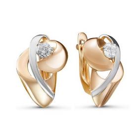 Золотые серьги КЮЗ Del'ta D127500 с фианитом D127500 фото