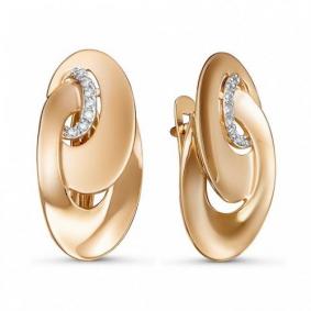 Золотые серьги КЮЗ Del'ta D127515 с фианитом D127515 фото