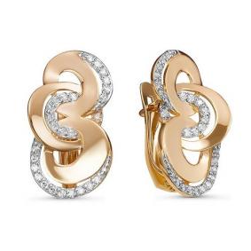 Золотые серьги КЮЗ Del'ta D127527 с фианитом D127527 фото