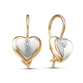 Золотые серьги КЮЗ Del'ta D127538 с фианитом D127538 фото