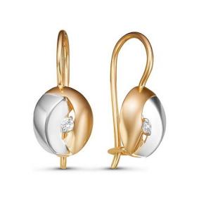 Золотые серьги КЮЗ Del'ta D127539 с фианитом D127539 фото