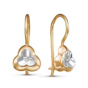 Золотые серьги КЮЗ Del'ta D127544 с фианитом D127544 фото