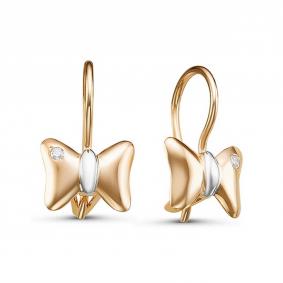 Золотые серьги КЮЗ Del'ta D127552 с фианитом D127552 фото