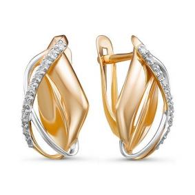 Золотые серьги КЮЗ Del'ta D127579 с фианитом D127579 фото