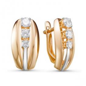 Золотые серьги КЮЗ Del'ta D127582 с фианитом D127582 фото