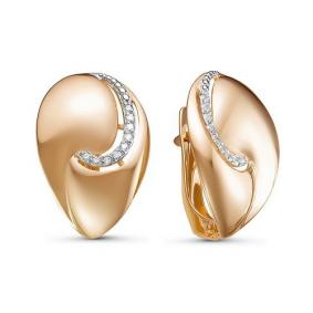 Золотые серьги КЮЗ Del'ta D127675 с фианитом D127675 фото