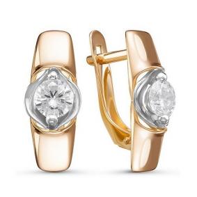 Золотые серьги КЮЗ Del'ta D127718 с фианитом D127718 фото