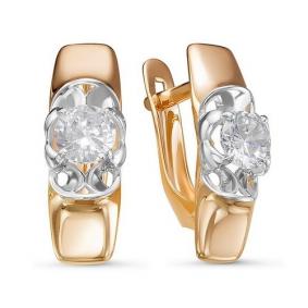 Золотые серьги КЮЗ Del'ta D127719 с фианитом D127719 фото