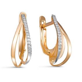 Золотые серьги КЮЗ Del'ta D127725 с фианитом D127725 фото