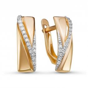 Золотые серьги КЮЗ Del'ta D127775 с фианитом D127775 фото