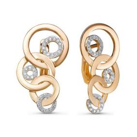 Золотые серьги КЮЗ Del'ta D127811 с фианитом D127811 фото