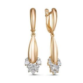 Золотые серьги КЮЗ Del'ta D127829 с фианитом D127829 фото