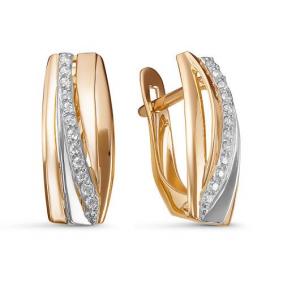 Золотые серьги КЮЗ Del'ta D127891 с фианитом D127891 фото