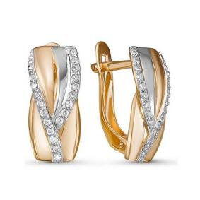 Золотые серьги КЮЗ Del'ta D127893 с фианитом D127893 фото